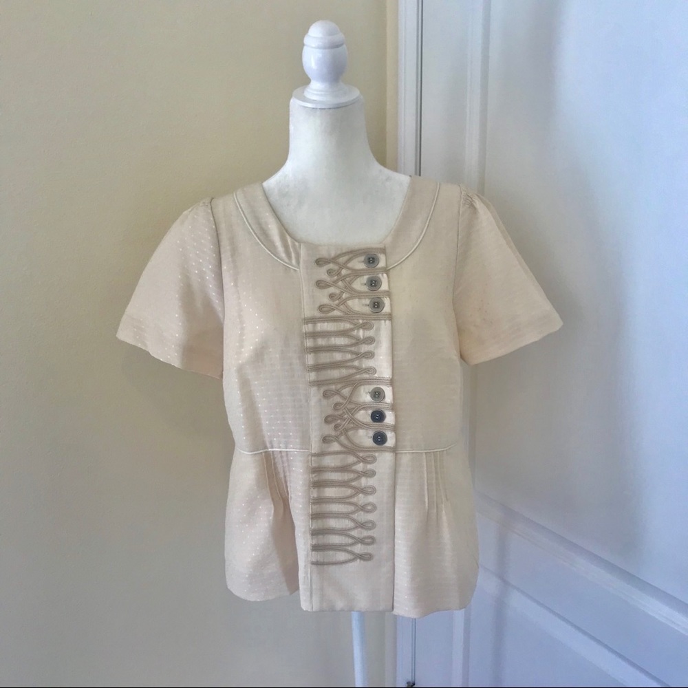 Anthro Floreat Cream Platinum Placket jacket NWT